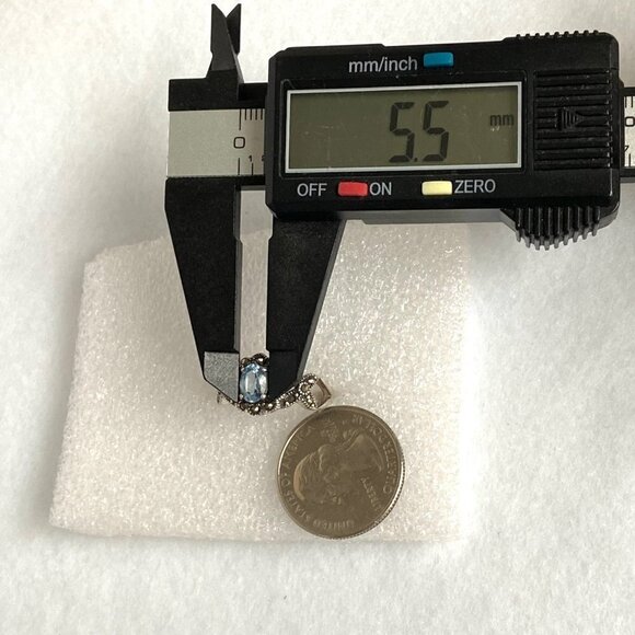 Sterling Silver 925 Oval Blue Topaz & Marcasite Floral Split Shank Ring Sz 7.5 - Picture 13 of 16